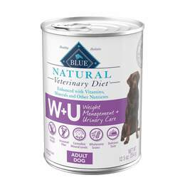 Blue Buffalo Natural Veterinary Diet W+U Weight Management + Urinary Care Dog Food (12 x 12.5 oz) Cans