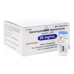 Diphenhydramine Hydrochloride Injection, USP 50 mg/ml, 1 ml vial (Box of 25)