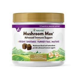 NaturVet Mushroom Max Advanced Immune Support with Turkey Tail Soft Chews for Dogs & Cats