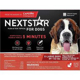 NEXTSTAR Fast Acting Flea & Tick Treatment X-Large Dog 89-132 lbs, 3 doses