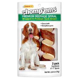 Chomp'ems 6" beefHide Spirals with Duck, 2 pack