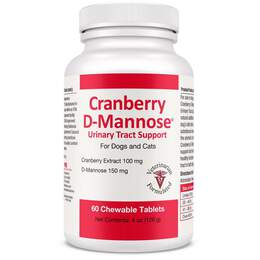 Cranberry D-Mannose Urinary Tract Support for Dogs and Cats, 60 chewable tablets