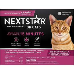 NEXTSTAR Fast Acting Cat Flea & Tick Treatment, 3 doses